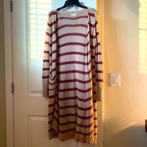 Long Striped Cardigan